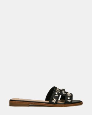 Hadyn Studs Black Leather