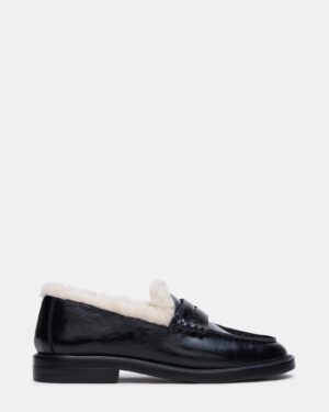 Madison Faux Fur Black Leather