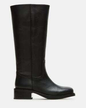 Riggs Black Leather Wide Calf